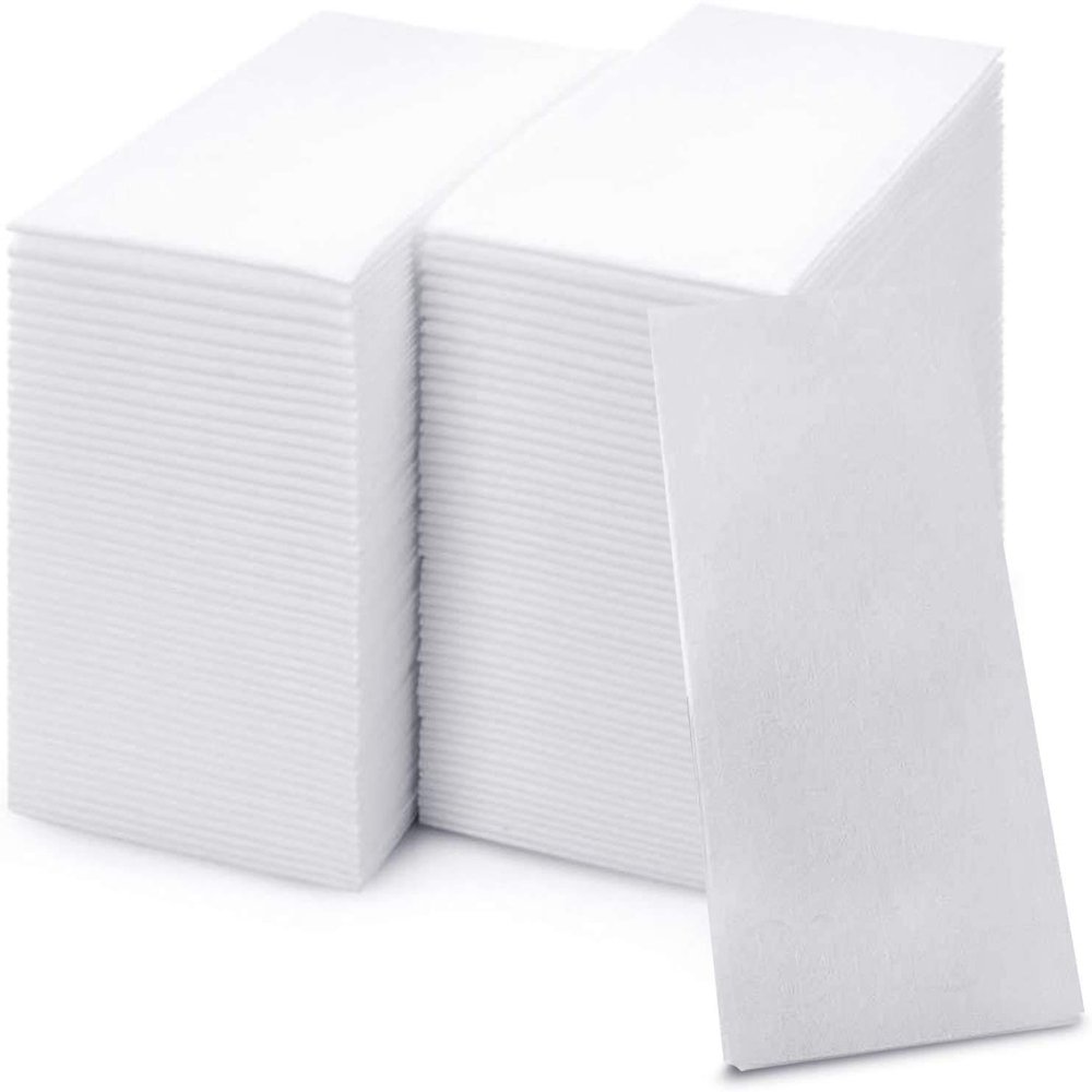 50 Paper Towels Cloth-Like Hand Tissue Paper Napkins, Disposable Hand Towels for Bathroom Guests, Disposable Face Towel for Guest, Washcloths or Dinner Napkin, Made in USA, White