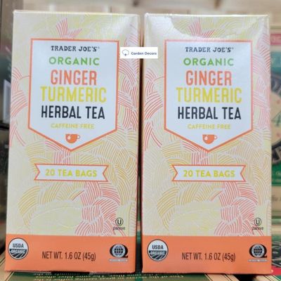 Trader Joe's Organic Ginger Turmeric Heabal Tea Caffeine Free 1.6oz 45g (Two Boxes)
