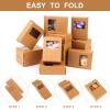 PINKXHY 100 PCS Mini Kraft Paper Box with Square Window Soap Packaging Boxes Craft Cardboard Present Container for Homemade Soap Favor Treat Bakery Candy, 3.5 x 2.6 x 1.2 Inch (Brown) view 4