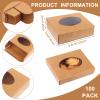 PINKXHY 100 PCS Mini Kraft Paper Box with Window Round Soap Packaging Boxes Craft Cardboard Present Container for Homemade Soap Favor Treat Bakery Candy, 3.8 x 2.8 x 1.2 Inch (Brown) view 2