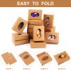 PINKXHY 100 PCS Mini Kraft Paper Box with Window Round Soap Packaging Boxes Craft Cardboard Present Container for Homemade Soap Favor Treat Bakery Candy, 3.8 x 2.8 x 1.2 Inch (Brown) view 4