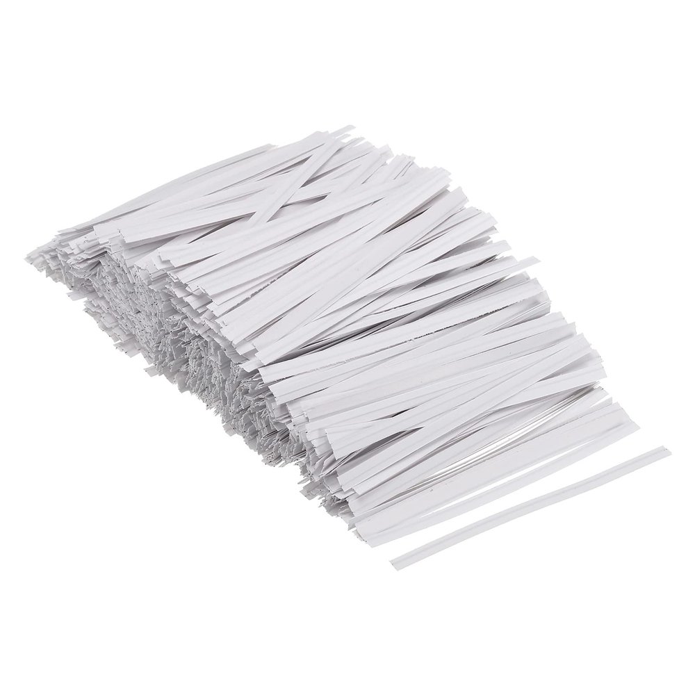 PATIKIL Twist Ties 3" Paper Closure Tie for Party Tying Gift Bags, Candy, Bread, Arts Crafts White Pack of 500