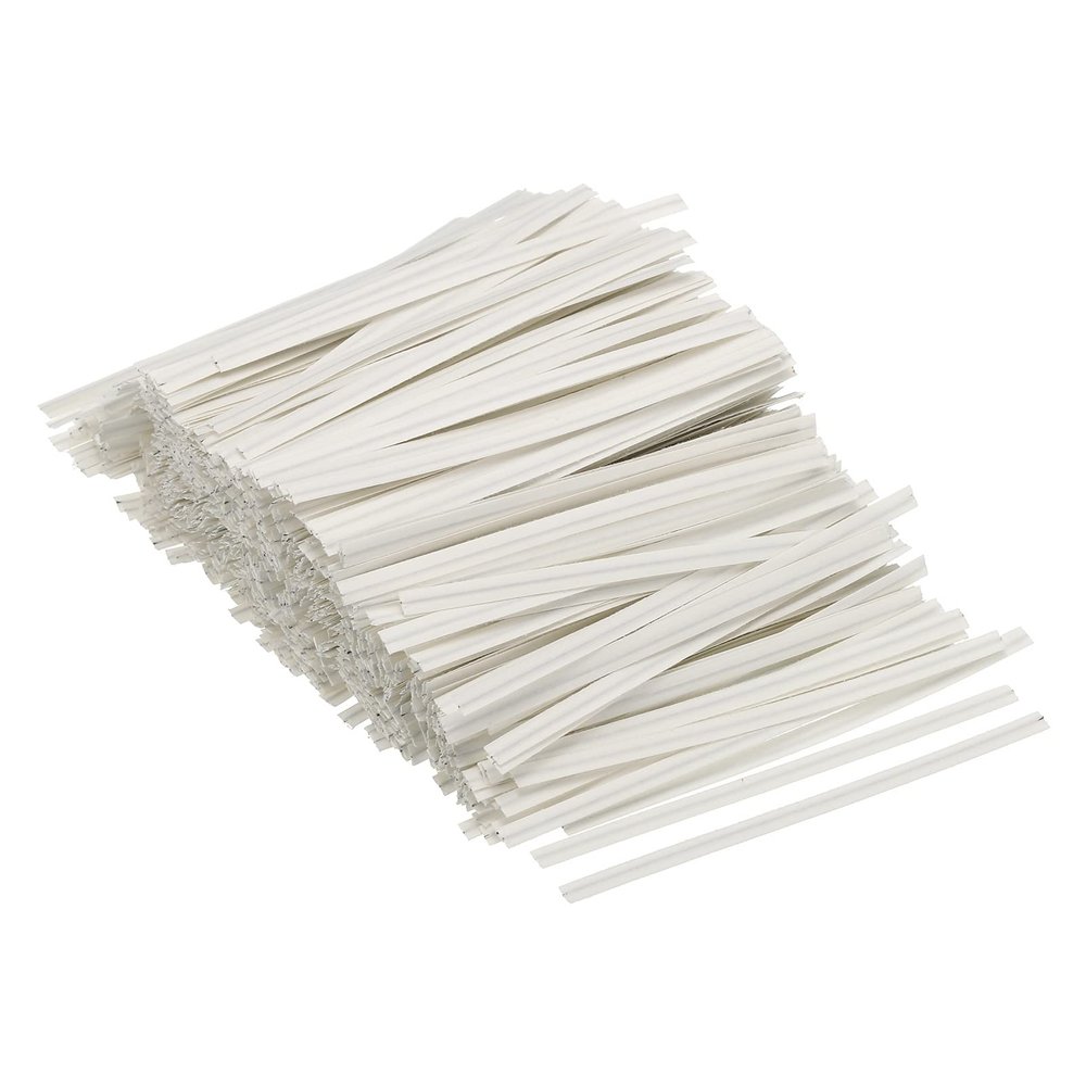 PATIKIL Twist Ties 3.5" Paper Closure Tie for Party Tying Gift Bags, Candy, Bread, Arts Crafts White Pack of 500