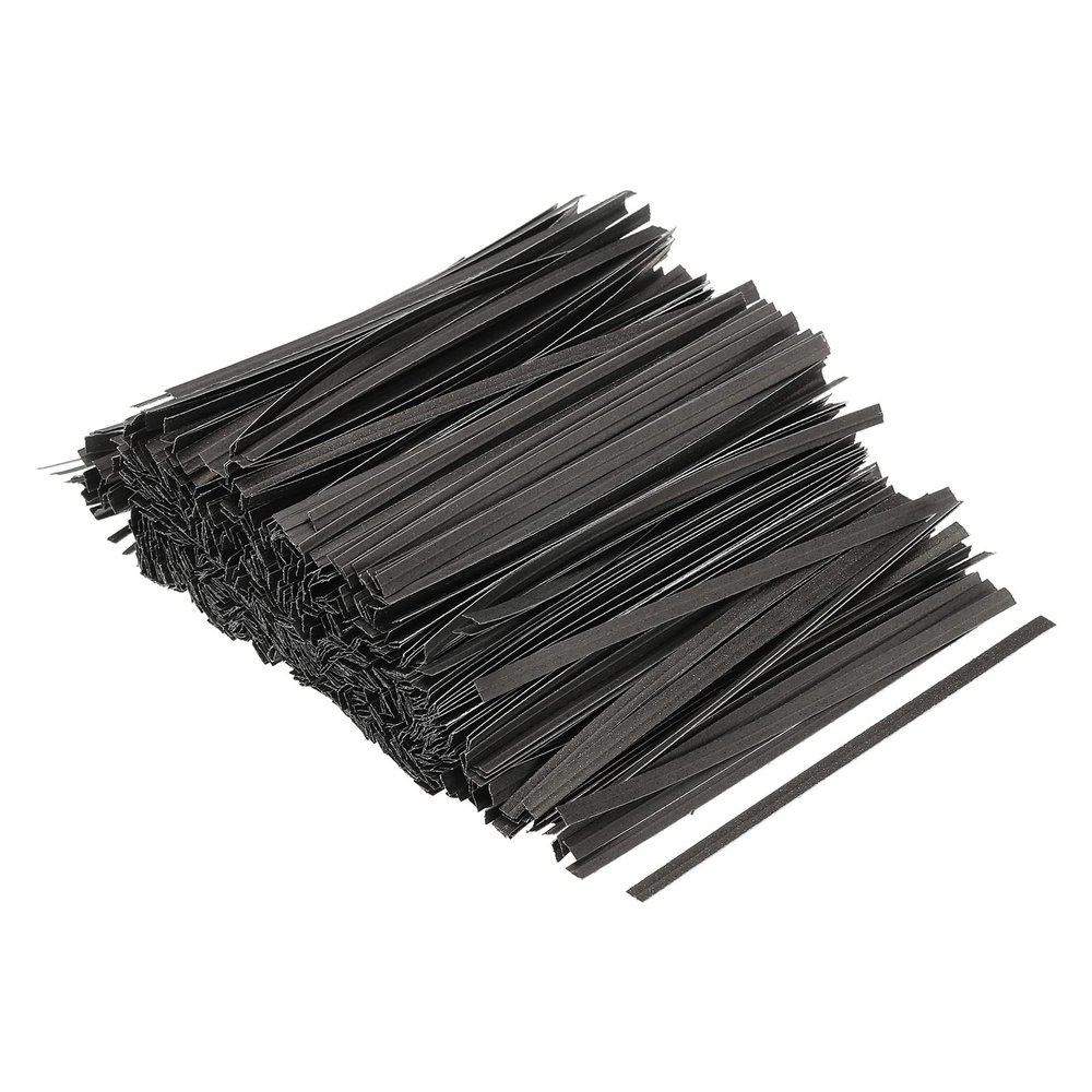 PATIKIL Twist Ties 4" Paper Closure Tie for Party Tying Gift Bags, Candy, Bread, Arts Crafts Black Pack of 500