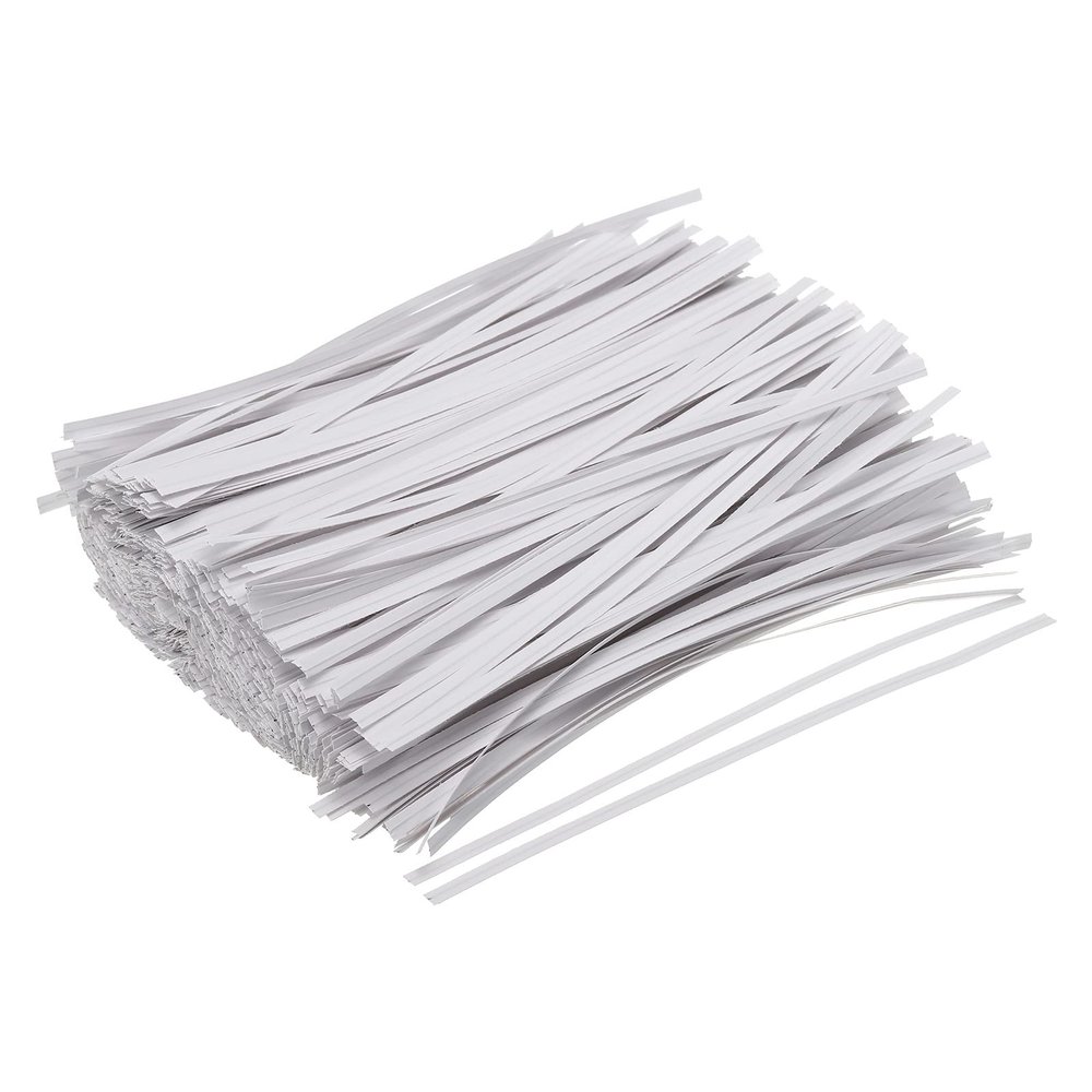 PATIKIL Twist Ties 5.9" Paper Closure Tie for Party Tying Gift Bags, Candy, Bread, Arts Crafts White Pack of 500
