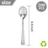 Liacere 200PCS Silver Plastic Spoons - Heavy Duty Disposable Spoons - dessert Spoons for Wedding & Party & New Year & Valentine's Day& Christmas view 2