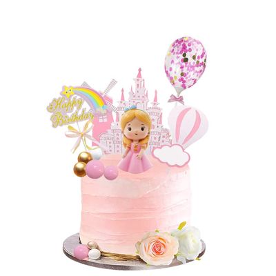 14pcs Princess Cake Topper, Castle Cake Decoration, Princess Birthday Party Supplies for Girl Kid Birthday