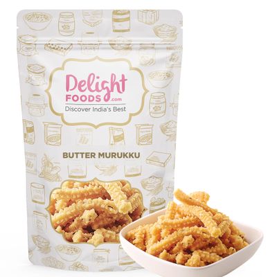 Delight Foods Mylapore Iyers Butter Murukku 350g | Healthy Groundnut Oil Fried Benne Murruku, Tea/Coffee time Snacks, Namkeen