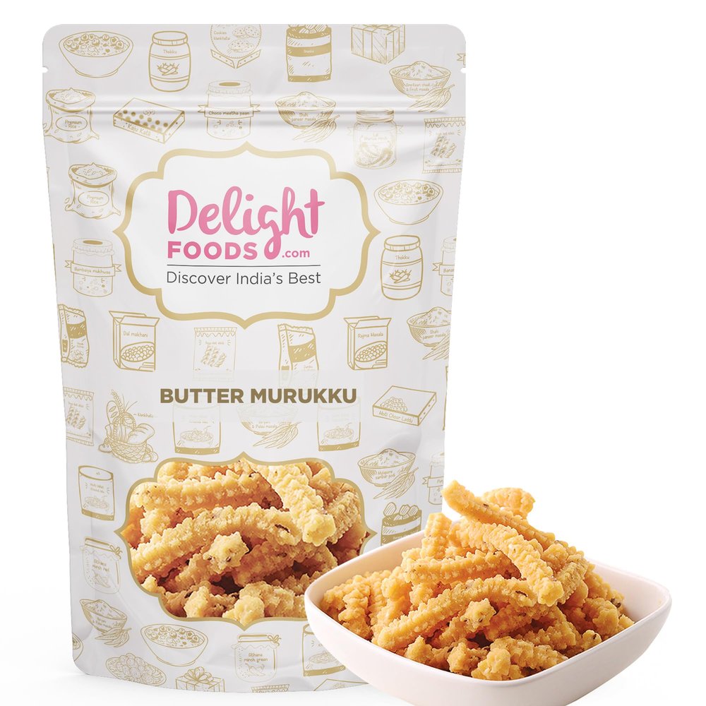Delight Foods Mylapore Iyers Butter Murukku 350g | Healthy Groundnut Oil Fried Benne Murruku, Tea/Coffee time Snacks, Namkeen