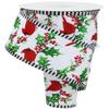 Craig Bachman 2.5" Cardinal Holly Berry Stripe Edge Ribbon: White (10 Yards) Holidy Gift Wrapping Ribbon view 1