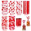 AouEtnay 120 Pieces Valentines Cellophane Treat Bags Valentines Day Candy Bags, 6 Assorted Styles Valentine Treat Bags with Ties for Valentine's Day Party Favor Supplies view 3