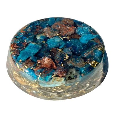 Blue Apatite Single Crystal Small Tower Buster Orgone Generator Energy Accumulator PERFECT GIFTING TOOL!!!! Made using Advance Harmonics Orgonite Many Beautiful Ingredients! (Blue Apatite)
