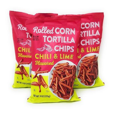 Rolled Corn Tortilla Chips Chili & Lime Flavored Net Wt. 9 Oz (255g) - Pack of 3
