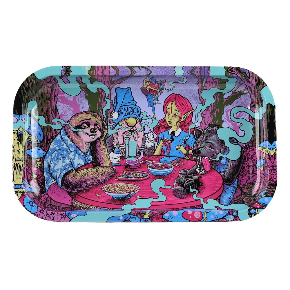 Spiritual Highness Trippy Rolling Trays - Small Metal Tray for Household Storage- 11x7 inches