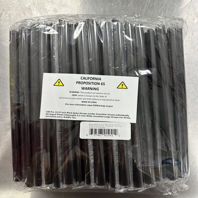 Black Straws with individually wrapperd.100pcs/ pack, Length 10.5 in, Extra Wide & Fat, Black, 0.5" Diameter