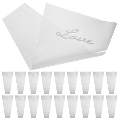 ABOOFAN Clear Bouquet Bag 50pcs Bouquet Packaging Bags Love Cellophane Bags Floral Arrangement Supplies for Valentines Day Party