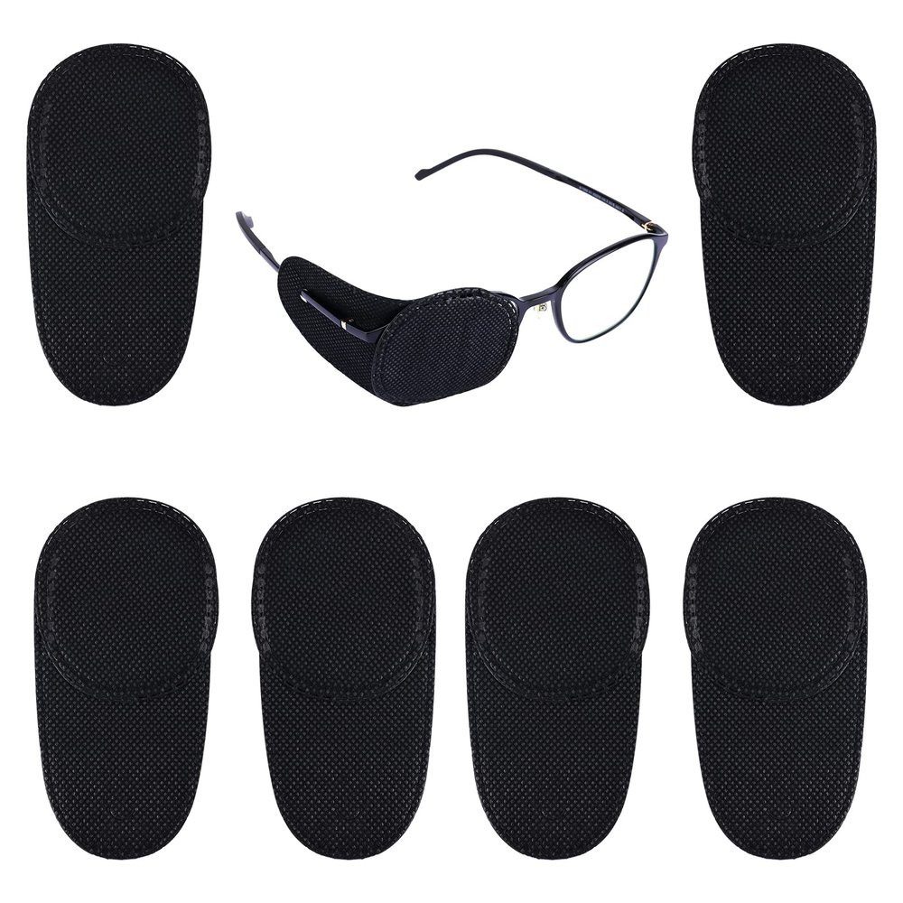 6pcs Glasses Eye Patch, Black Eye Patch Reusable Lazy Eye Patch Adult Medical Eye Patches for Adults to Treat Lazy Eye Amblyopia Strabismus for Kids Adults (Large)