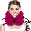 Neck Stretcher, Cervical Traction Device, Neck Traction Device, Cervical Neck Traction Device for Neck Pain Relief, Adjustable Inflatable Neck Brace, Neck Decompression Home Use (Red) view 1