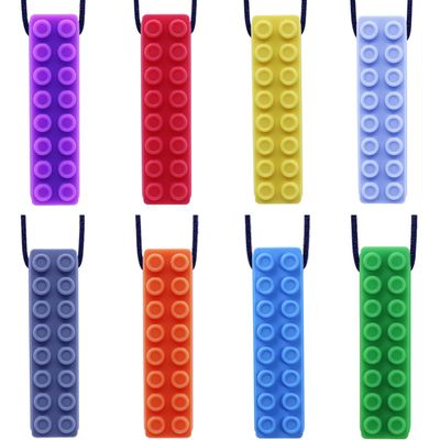 Chew Necklace by GNAWRISHING - 8-Pack (Building Block)- for Autistic, ADHD, SPD, Oral Motor Children, Kids (Tough, Long-Lasting)