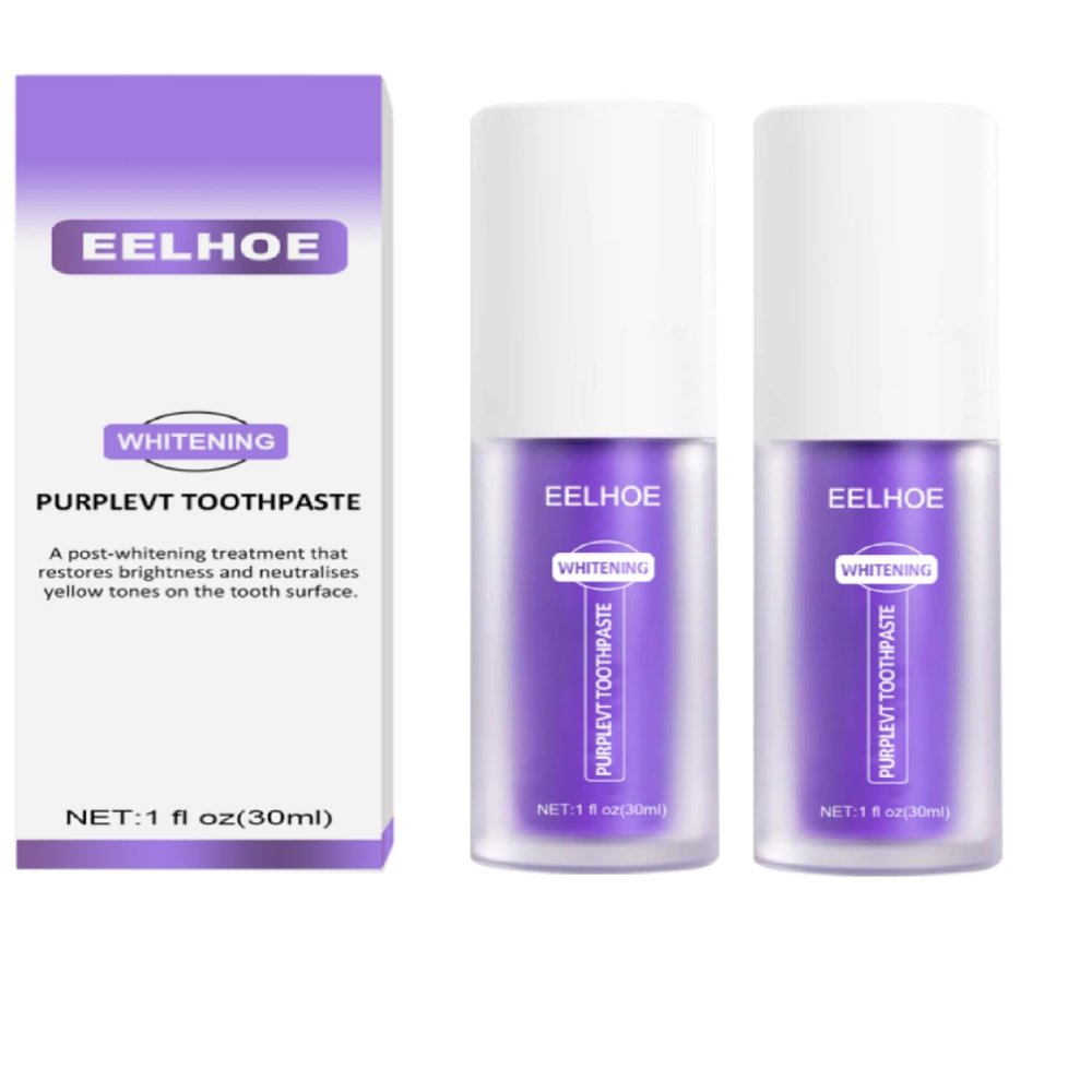 2Pcs Purple Toothpaste for Teeth Whitening, Tooth Stain Removal Smoke Teeth Coffee Colour Corrector.