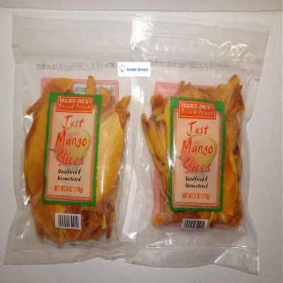 Trader Joe's Dried Fruit Just Mango Slices Unsulfured & Unsweeted 6oz 170g (Two Bags)