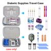 Elonbo Diabetic Supplies Travel Case, Glucose Meter Portable Storage Bag, Diabetic Care Kits Organizer Holder, Diabetic Supply Carrying Case for Glucose Meter Insulin Pen Blood Sugar Test Strips,Grey view 2