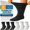 Special Essentials Diabetic Socks for Men & Women  6 Pairs of Non-Binding Extra Wide Top Cotton Neuropathy Socks  Crew Length, Black and Gray, 9-11 view 1