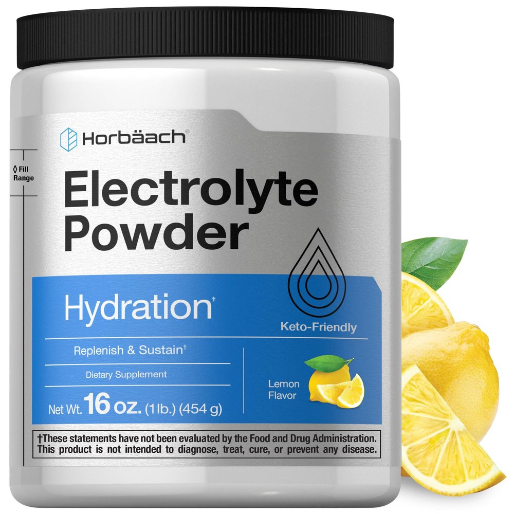 Horbach Electrolytes Powder | 16 oz | 130 Servings | Hydration Supplement | Vegetarian | Keto-Friendly | Non-GMO, Gluten Free Formula | Lemon Flavor