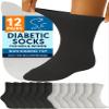 Special Essentials 12 Pairs Cotton Diabetic Ankle Socks - Non-Binding With Extra Wide Top For Men and Women Black and Gray 10-13 view 1