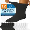 Special Essentials 12 Pairs Cotton Diabetic Ankle Socks - Non-Binding With Extra Wide Top For Men and Women White and Black 10-13 view 1
