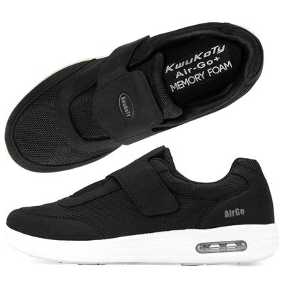 KWUKOTY Women's Wide Diabetic Shoes with Air Cushion | Relax Series, Comfort for Swollen Feet, Bunions, Edema | Black Wide Sizes: Women 8