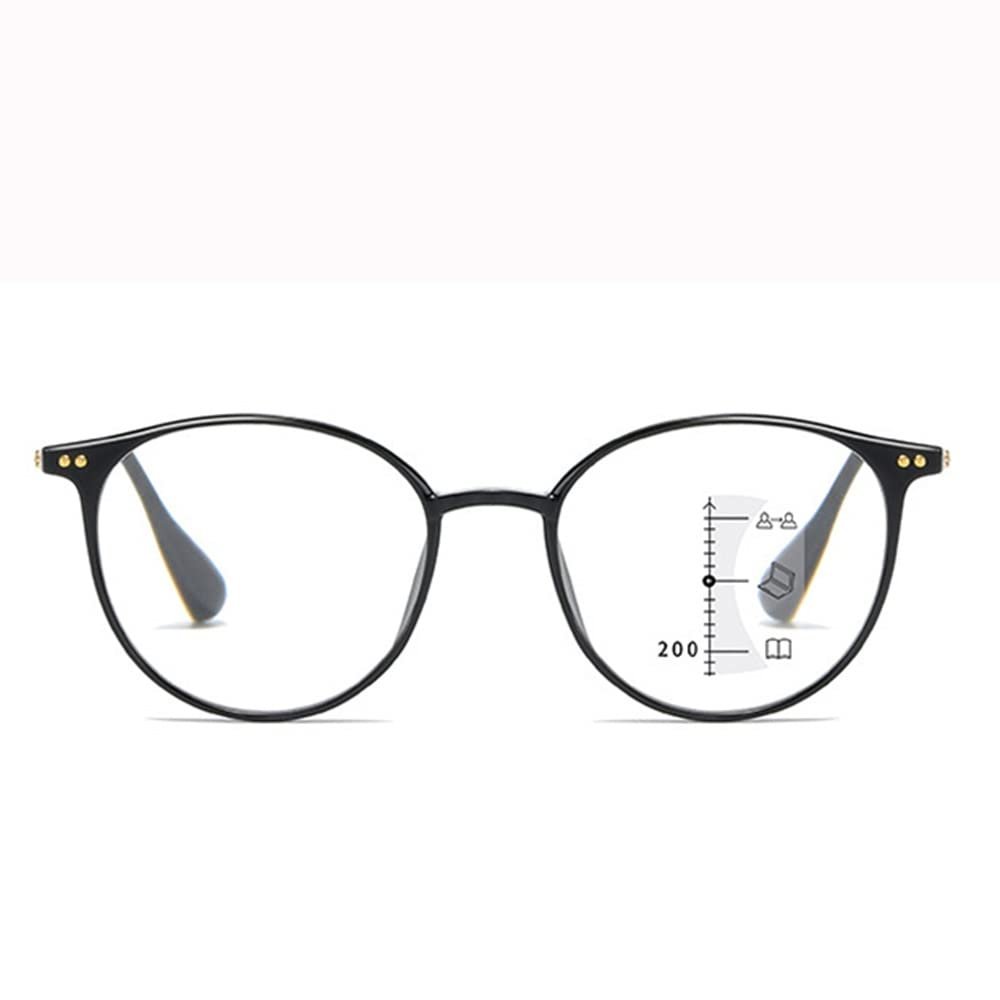 FREAZE Retro Readers Round Frame Reading Glasses Unisex 1.0+ 1.5+ Blue Light Blocking Computer Eyewear Multifocus Eyeglasses (Color : Black, Size : 1.0)