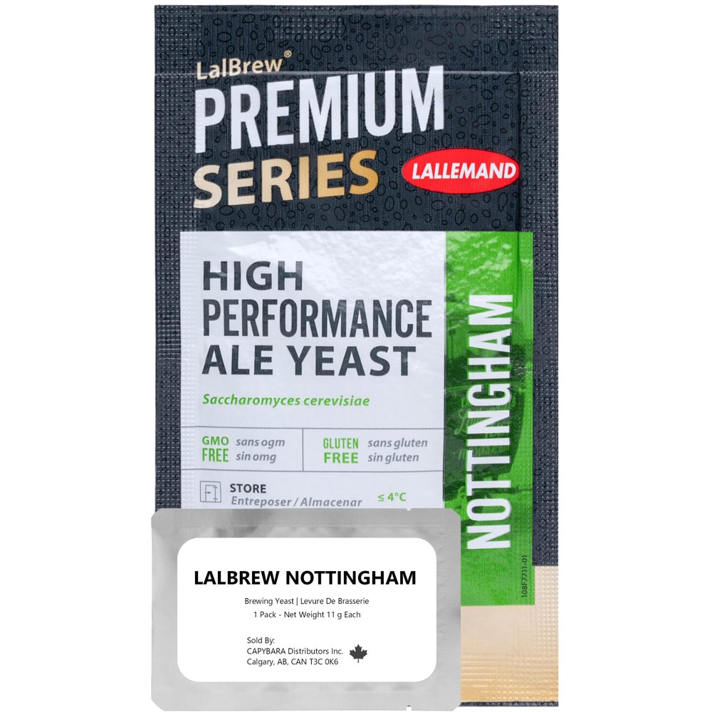 LalBrew Nottingham Brewing Yeast (1 Pack) - English Ale Yeast - Make Beer At Home - 11 g Sachets - Saccharomyces cerevisiae - Sold by CAPYBARA Distributors Inc.
