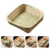 DEPILA Rattan Storage Basket Bin Hand Woven Wicker Basket Picnic Basket Snack Serving Tray Food Bread Fruit Storage Container dustpan view 2