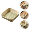 DEPILA Rattan Storage Basket Bin Hand Woven Wicker Basket Picnic Basket Snack Serving Tray Food Bread Fruit Storage Container dustpan view 4