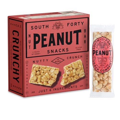 South 40 Snacks Crunchy Peanut Bar, Just 4 Ingredients, Touch of Honey (40g Bar, Pack of 12)