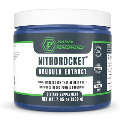 Primed Performance NitroRocket Nitric Oxide Supplement Boost Circulation, Blood Flow, Endurance & Energy Plant-Based Nitrate Booster for Men & Women 200g Powder