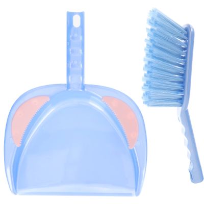 DEPILA Mini Dustpan Brush Set: Cartoon Plastic Pan and Crumb Whisk Broom Cleaning Tool Nesting Tiny Brush for Table Desk Countertop Keyboard Pet Animal Cage Waste Blue dustpan (Color : Onecolor)