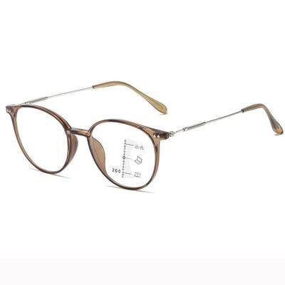 FREAZE Retro Readers Round Frame Reading Glasses Unisex 1.0+ 1.5+ Blue Light Blocking Computer Eyewear Multifocus Eyeglasses (Color : Cold Tea Silver, Size : 1.0)