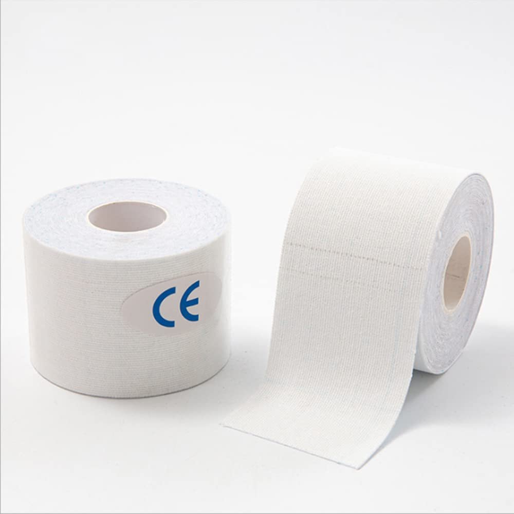 Kinesiology Tape Sports Tapes Elastic Freely Cut for Muscle Back Shoulder Elbow Waist Ankle Polyester Waterproof (White, 5CM*5M)