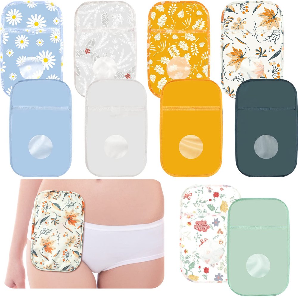 10 Pcs Ostomy Bag Covers Waterproof Shower Cover Lightweight Colostomy Bag Covers Washable Ostomy Pouch Liner with Adjustable Opening for Women Men Care Protector