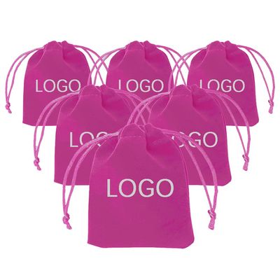 TopTie Custom 50 PCS Velvet Gift Wrap Bags with Drawstrings, 2.8"x3.6" Logo Print Jewelry Pouches for Wedding Favors