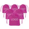 TopTie Custom 50 PCS Velvet Gift Wrap Bags with Drawstrings, 2.8"x3.6" Logo Print Jewelry Pouches for Wedding Favors view 1