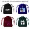 TopTie Custom 50 PCS Velvet Gift Wrap Bags with Drawstrings, 2.8"x3.6" Logo Print Jewelry Pouches for Wedding Favors view 2
