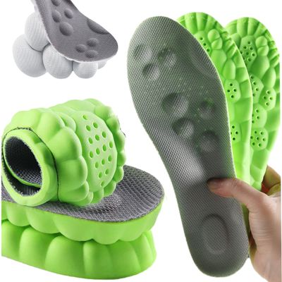 4D Constant Temperature Comfort Starter U-Shape Insoles, Memory Foam Insoles, Deodorant, Breathable, Sweat-Absorbing, High-Elastic, Shock-Absorbing Insoles (Green,EU 43-44)