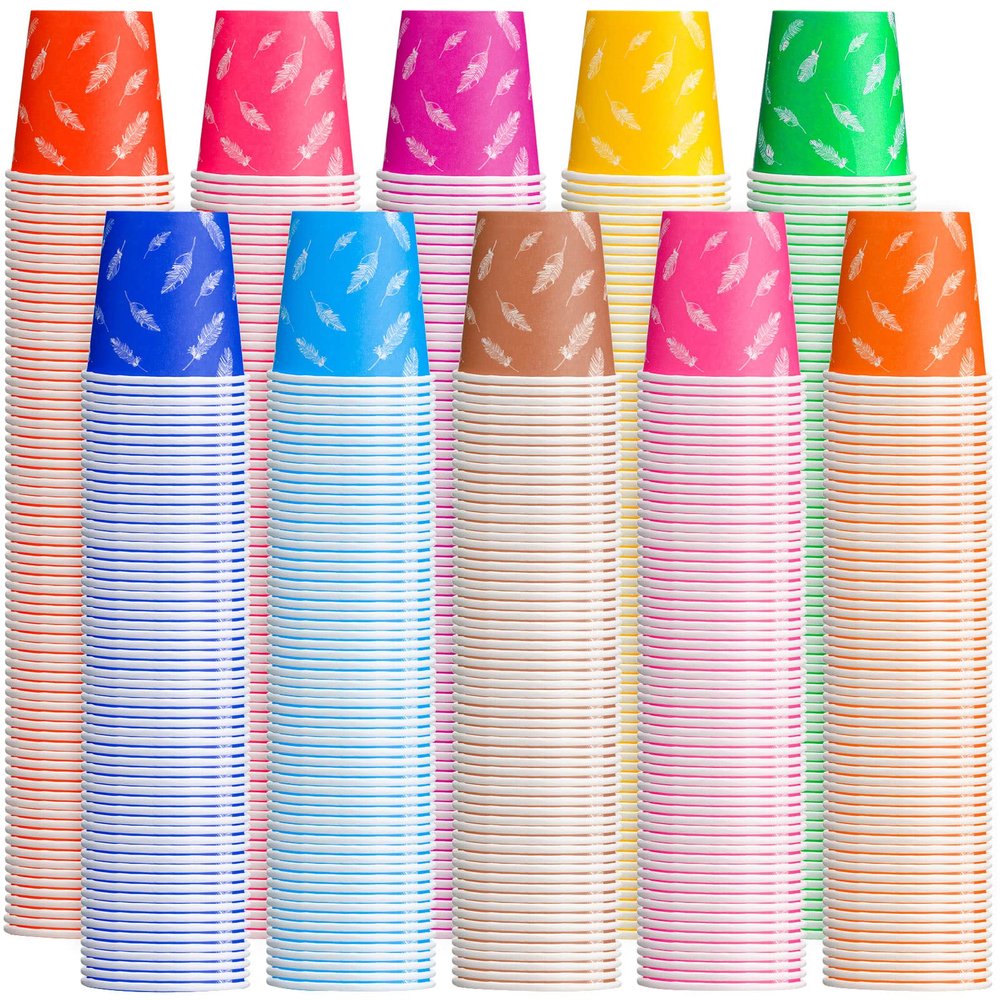 Gerrii 1000 Pieces 5oz Paper Cups Multicolor Disposable Mini Cups Colorful Mouthwash Cup in Bulk for Espresso Travel Parties Candy Party Picnics Barbecues Events, 10 Colors