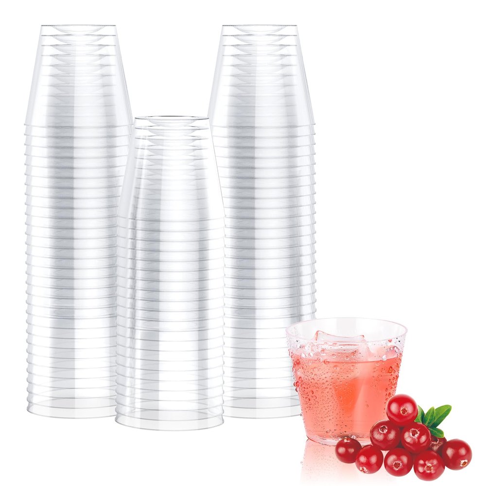 JOLLY CHEF 100 Pack Small Plastic Shot Glasses 1 oz Disposable Cups 1 Ounce Tasting Cups Ideal for Whiskey, Wine Tasting, Food Samples