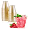JOLLY CHEF 50 Pack 9 oz Glitter Plastic Cups, Disposable Gold Cups, Clear Plastic Tumblers for Weddings Thanksgiving, Christmas Parties view 1