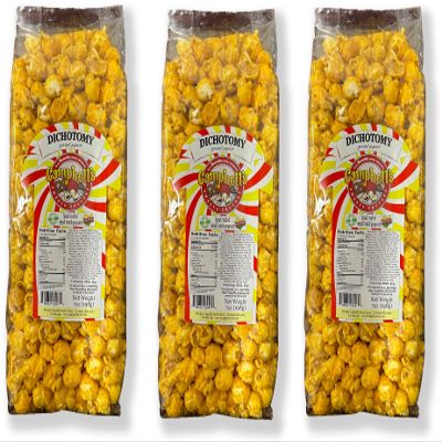 Campbell's Sweets Factory Dichotomy Popcorn 3 Pack Cheesy Gourmet Caramel Corn - 3 Bag Gift Pack Flavored Specialty Popped Popcorn