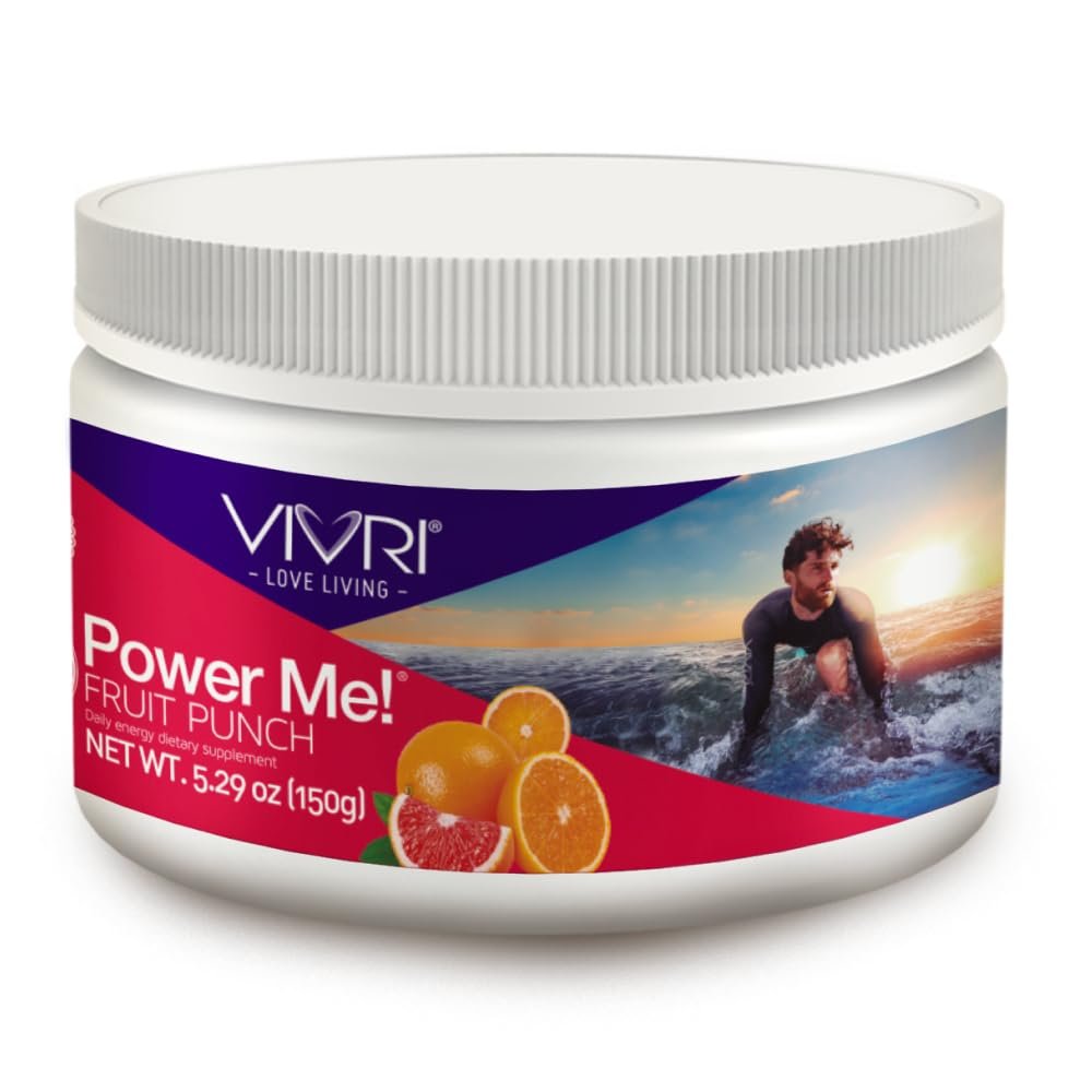 VIVRI Power Me! Fruit Punch Flavor, 30 Servings, Green Tea, Guarana, Yerba Mate, B-Complex and Naturally Sweetened